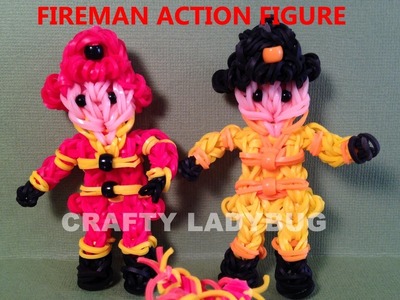 Rainbow Loom FIREMAN FRED ACTION FIGURE How to Make by Crafty Ladybug