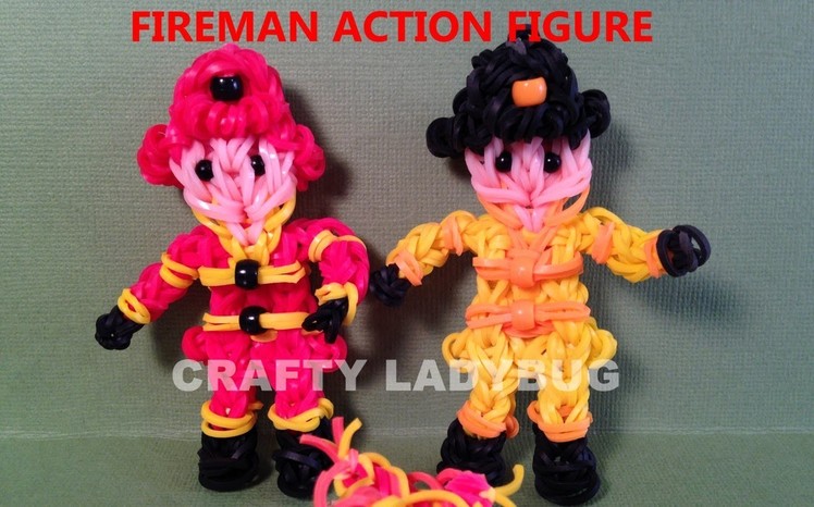 Rainbow Loom FIREMAN FRED ACTION FIGURE How to Make by Crafty Ladybug