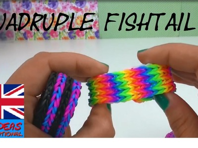 Rainbow Loom Quadruple Fishtail Bracelet - How To - 4-Pin Fishtail - Tutorials