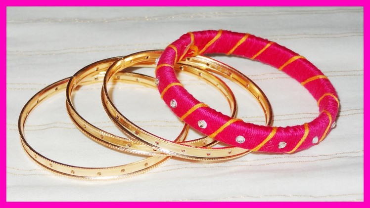 Silk Thread Bangle Making with Paper Quilling Strips