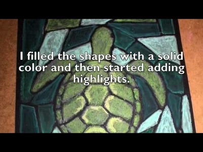 Stained Glass Turtle Painting with oil pastels