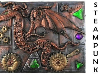 Steampunk dragon journal cover - polymer clay TUTORIAL