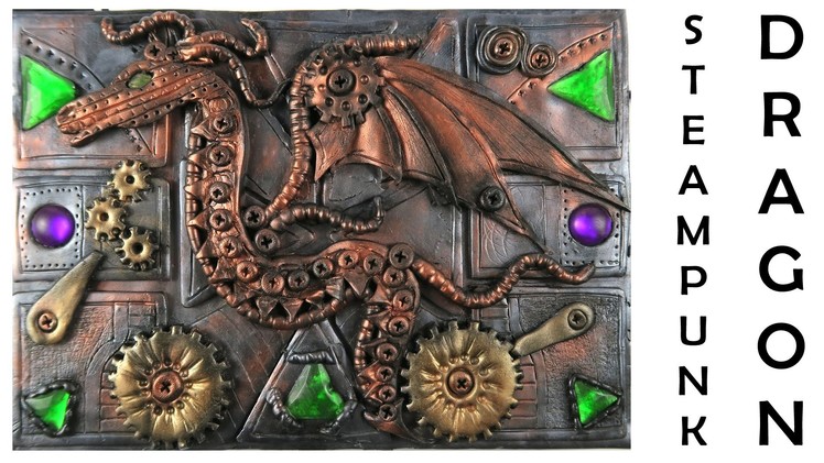 Steampunk dragon journal cover - polymer clay TUTORIAL