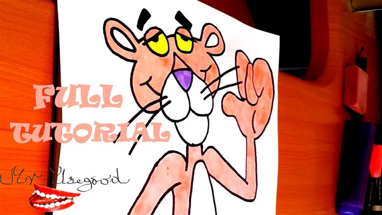 DIY How to draw easy stuff.things but cool on paper: draw the PINK PANTHER Step by Step Easy | FULL