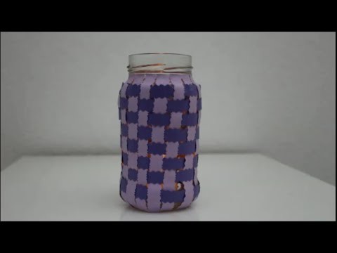 DIY: Windlicht aus gewebtem Papier. Tealight Holder Lantern out of weaved paper