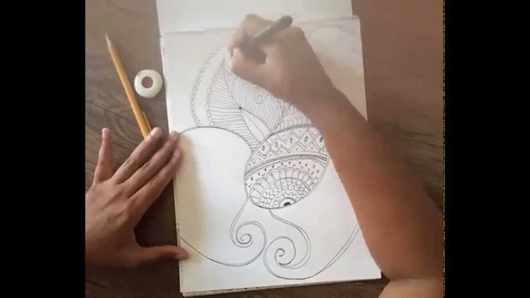 Pen Doodle Drawings, Henna art on Paper, a timelapse video