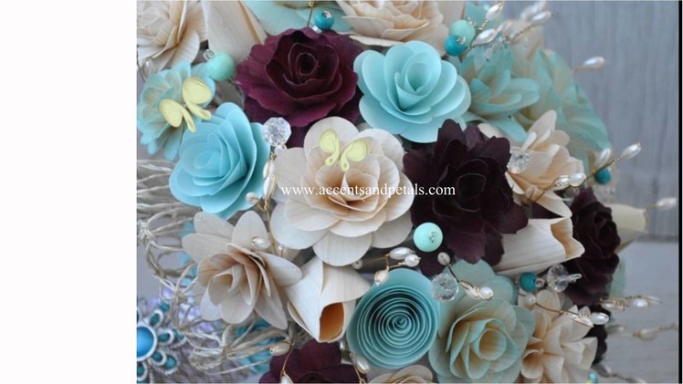 Wedding Bouquets Made of Wood, Cornhusk, Fabric and Paper Flowers