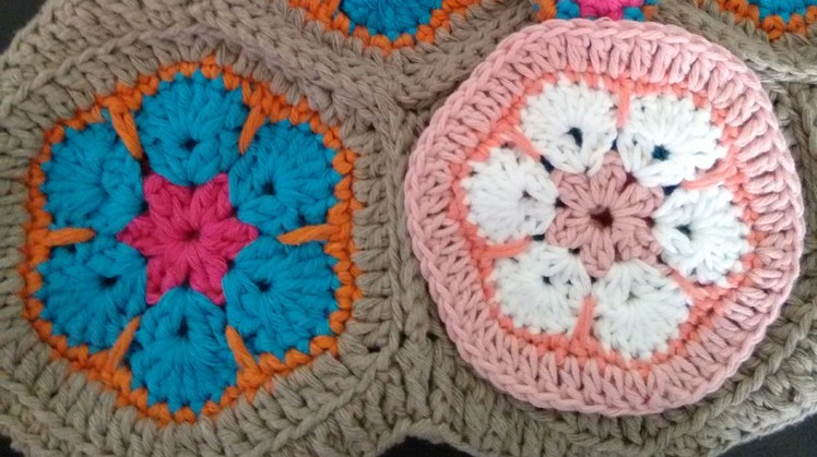 African Flower Crochet Tutorial, hexagonal 'granny square'