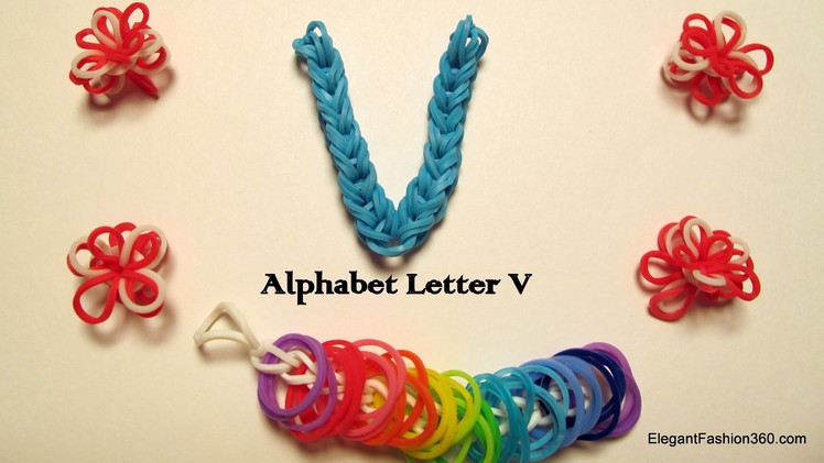 Alphabet Letter V Charm on Rainbow Loom