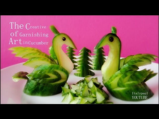 Art In Cucumber Swans - Fruit Vegetable Carving Garnish﻿ | Cucumber Sushi Garnish