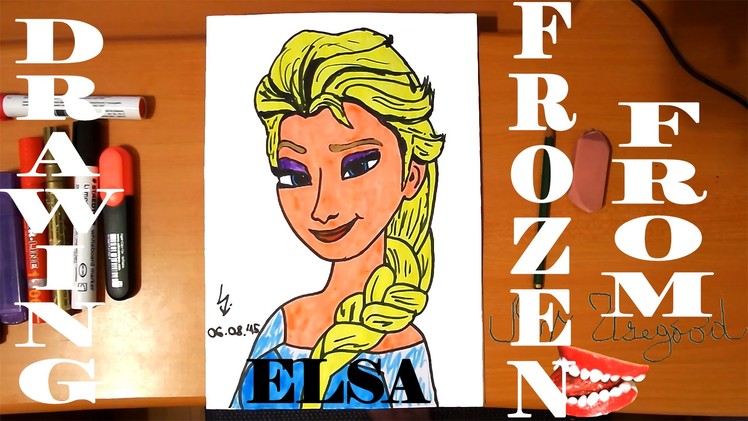 DIY How to draw ELSA from FROZEN FEVER Easy DISNEY,draw easy stuff but cool.cute on paper|SPEED ART