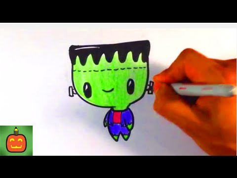 How to Draw a Cute Frankenstein - Halloween Drawings