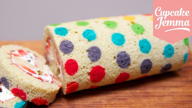 How to make a Rainbow Polka Dot Swiss Roll | Cupcake Jemma