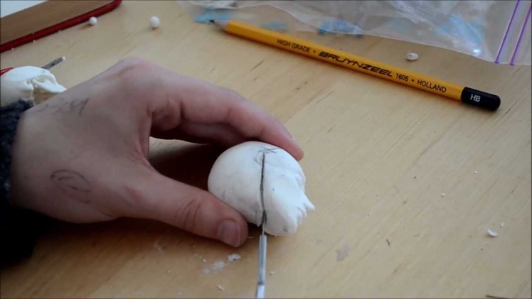 Sculpting a small BJD head in paper clay Part 2