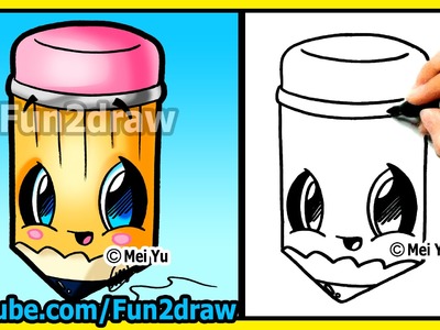 Back to School Cutie! How to Draw Easy Things - Pencil - Cartoon drawing tutorials Fun2draw kawaii
