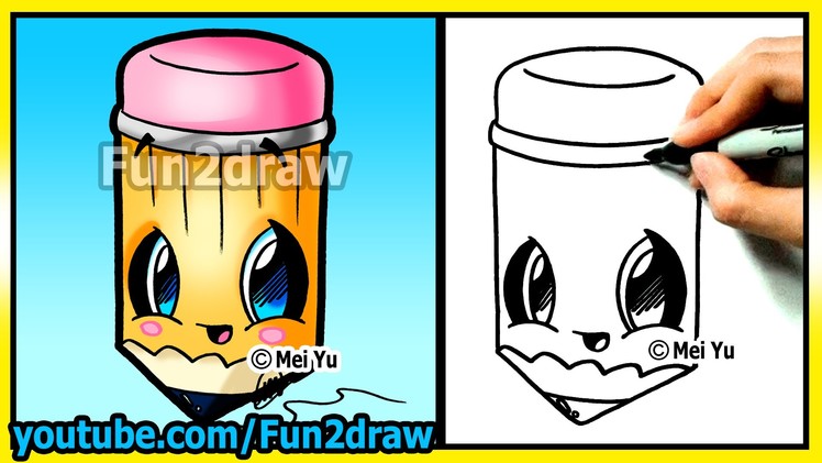 Back to School Cutie! How to Draw Easy Things - Pencil - Cartoon drawing tutorials Fun2draw kawaii