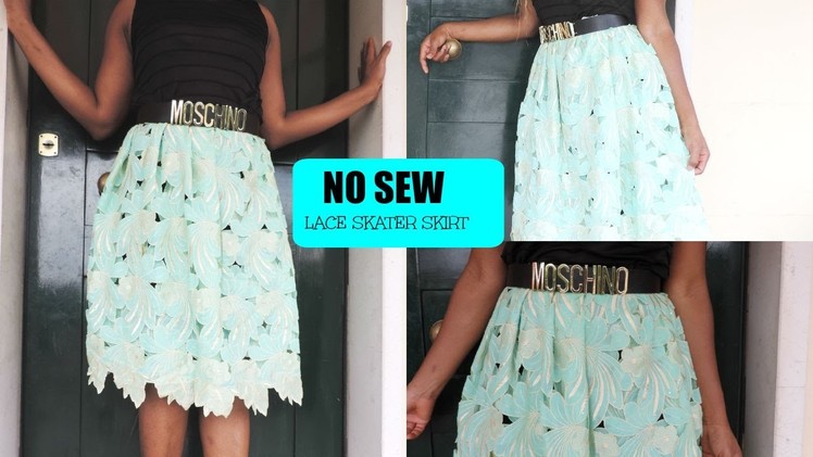 DIY: || NO SEW || LACE SKATER SKIRT IN LESS THAN 5 MINUTES