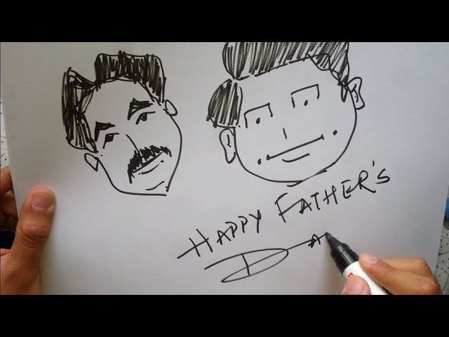 How to draw a simple man and child face!! HAPPY FATHERS DAY VIDEO!!!