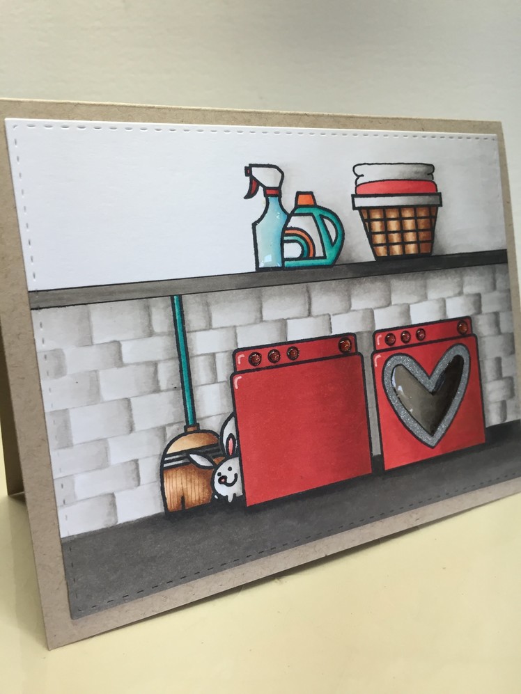 Laundry Room Card Using Copics and Paper Smooches
