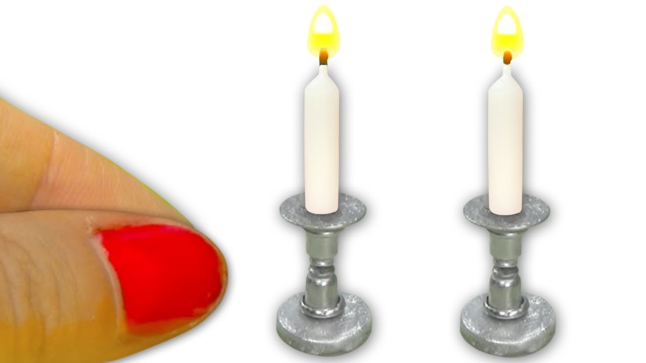Miniature doll candles (really light) and candelabras tutorial