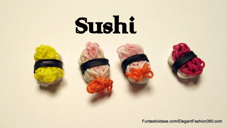 Rainbow Loom 3D Sushi Shrimp charm - How to - Food Series