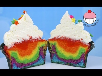 Simple Rainbow Layer Cupcakes with Cupcake Addiction