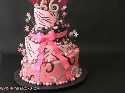 Sweet 16 Zebra Birthday Cake