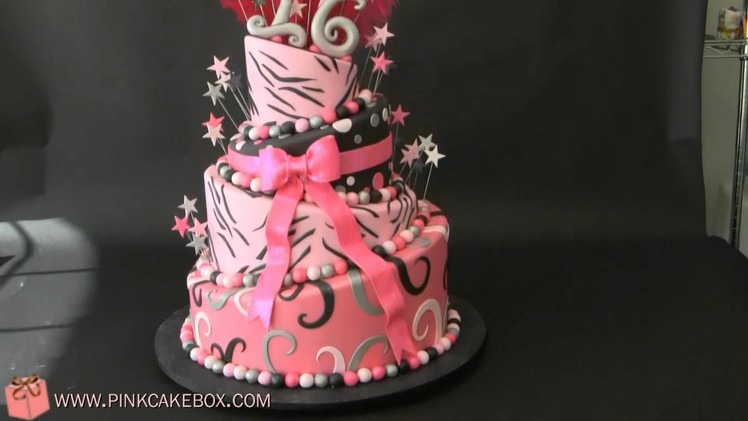 Sweet 16 Zebra Birthday Cake