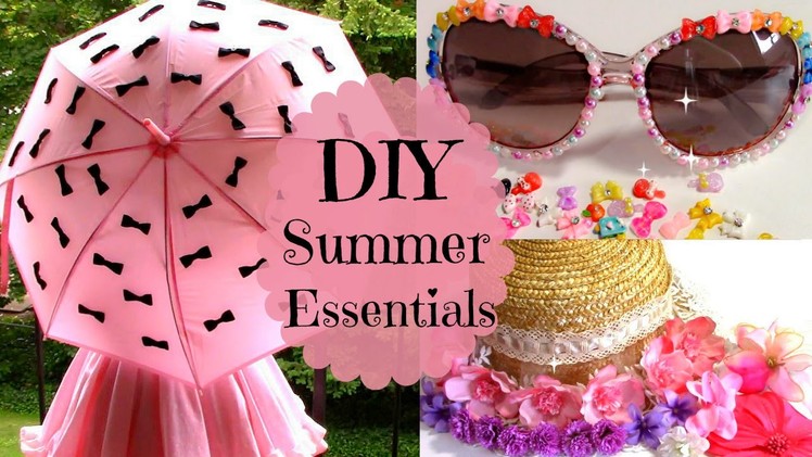 3 DIYs.Ideas Summer Essentials | Parasol + Sunglasses + Floral Straw Hat (Easy)
