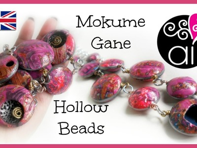Bubbles Necklace | Polymer Clay Tutorial | Mokume Gane & Alcohol Inks | Hollow Beads | SUB ENG