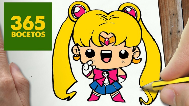 COMO DIBUJAR SAILOR MOON KAWAII PASO A PASO - Dibujos kawaii faciles - How to draw a Sailor Moon