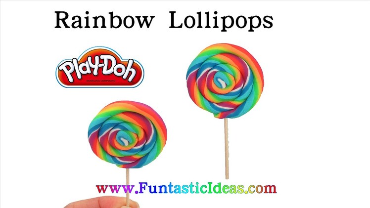 DIY Rainbow Lollipops Swirl Candy Play Doh - How to playdough tutorial by Funtastic Ideas