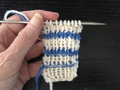 How to Knit - Stripe in Ribbing without Bi-Colored Purl Continental Style