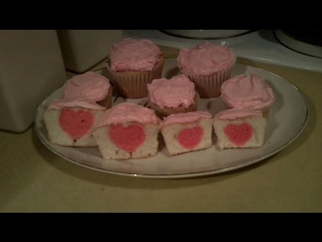 Valentine Cupcakes with a Heart in the Middle