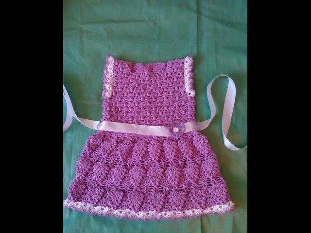 Crochet dress| How to crochet an easy shell stitch baby. girl's dress for beginners 57