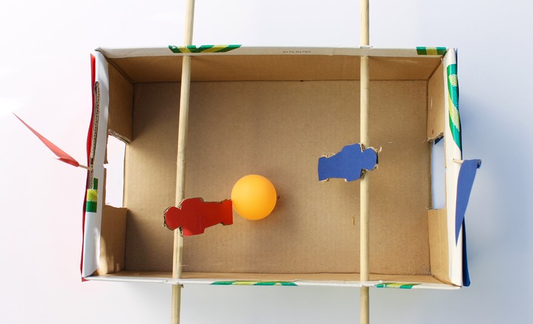 Easy craft: How to make a shoebox foosball game