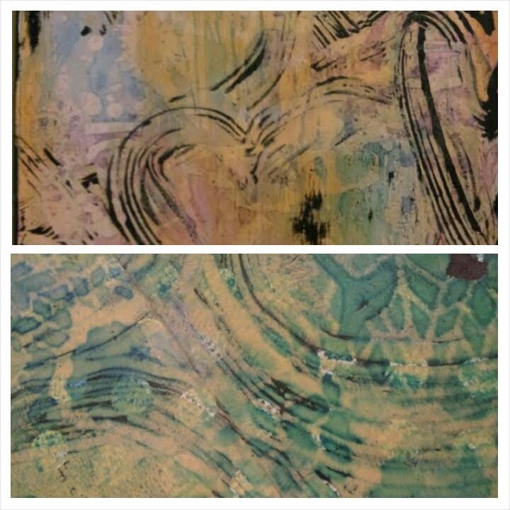 Gelli Plate Ghosting with Black Gesso and Dylusions Ink Spray JournalArtista LIVE