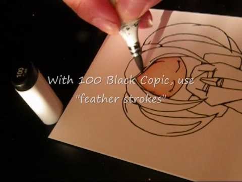 How to color "shiny" black hair w.Copics