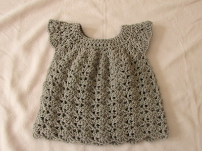 How to crochet an easy shell stitch baby. girl's dress for beginners