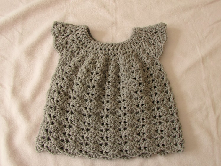 How to crochet an easy shell stitch baby. girl's dress for beginners