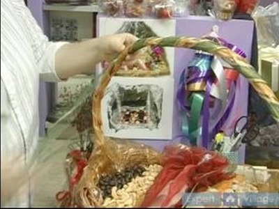How To Make Elegant Gift Baskets : How To Add a Second Ribbon To A Gift Basket Handle