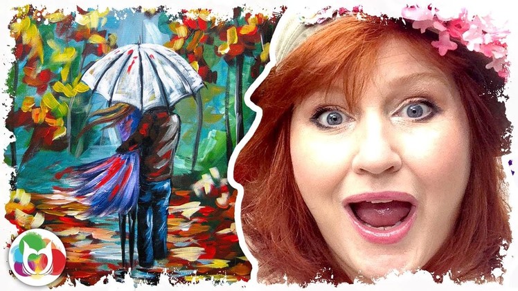 How to paint | Lovers Walking in Rain | Umbrella Art
