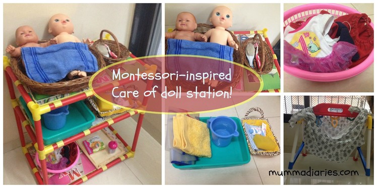 How to set up a Montessori-inspired "Care of doll" station for toddlers!