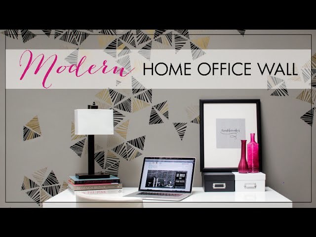 How to Stencil Tutorial - Paint a Modern Home Office Accent Wall