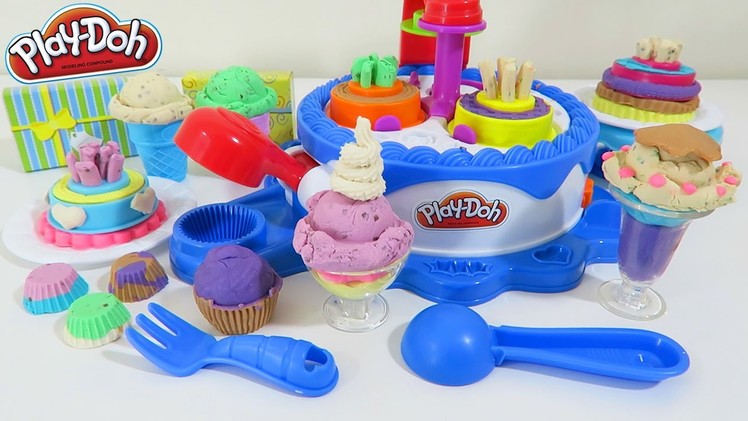 Play Doh Cake and Ice Cream Confections HUGE Play Dough Playset 40+ Accessories Cupcake Desserts!