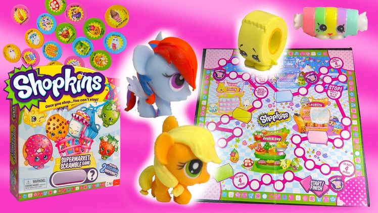 Shopkins Supermarket Scramble MLP Fash'ems Rainbow Dash Apple Jack My Little Pony Game Exclusive