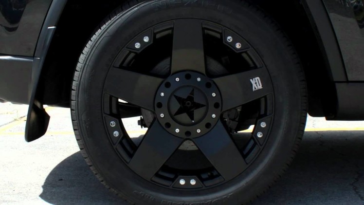 2012 Jeep Grand Cherokee custom rims 20" inch KMC XD Rockstars Black Wheels