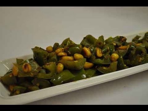 Bell Pepper Subzi with Peanuts Indian Recipe