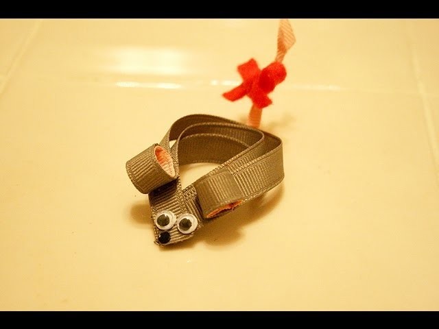 How to make a cute little MOUSE hair clip.hairbow *tutorial*