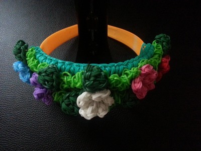 Rainbow loom Free flow flower headband (incorporating your RL designs onto a headband)